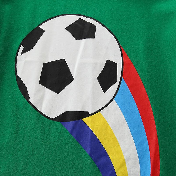 Knitted cotton short sleeve T-shirt round neck printed Soccer T-shirt for children