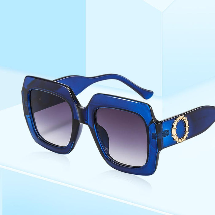 Large square metal stripe Sunglasses