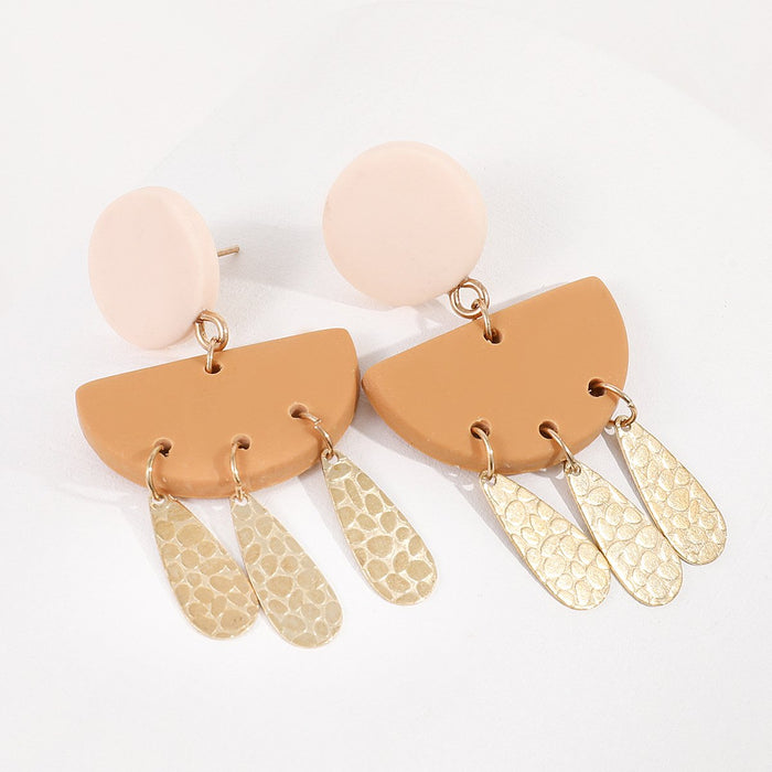 New Popular Semicircle Soft Ceramic Earrings