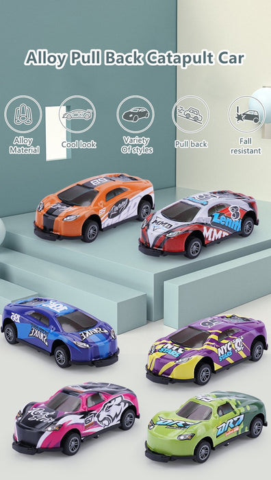 Flip stunt car alloy pull back four-wheel drive racing car