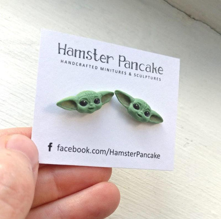 New Grogu Head Stud Yoda Earrings