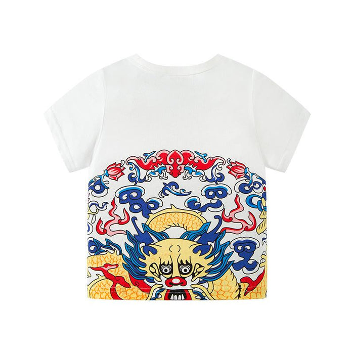 Children's short sleeved T-shirt Dragon Robe auspicious pattern boys' top