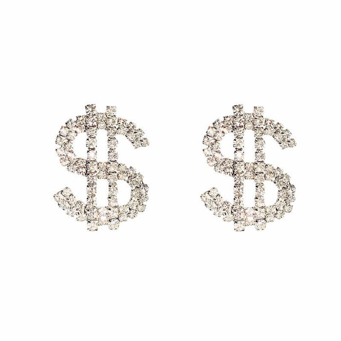 Money Sign Rhinestone Earrings