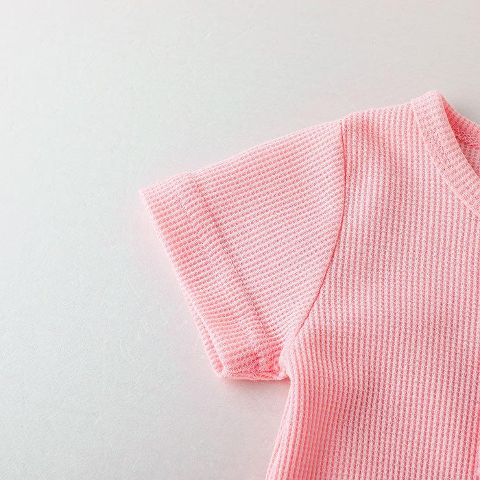 Casual Baby Girl Solid Color Short Sleeve Jumpsuit