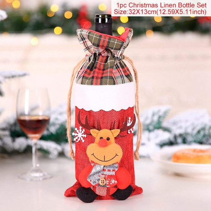 Christmas Decorations For Home Santa Claus Wine Bottle Cover