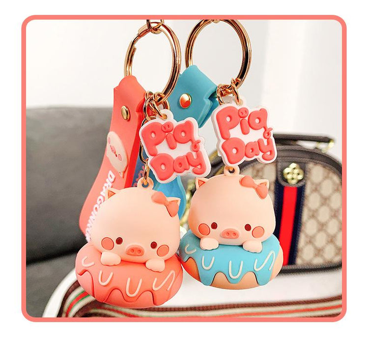 Cartoon Cute Pig Silicone Keychain