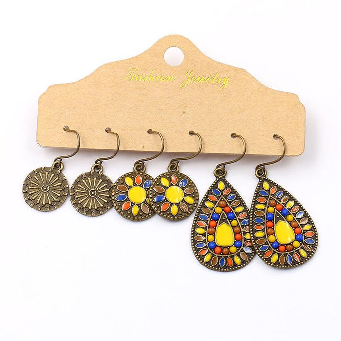 3 pairs/set Earrings Bohemian Style Jewelry X0X36198