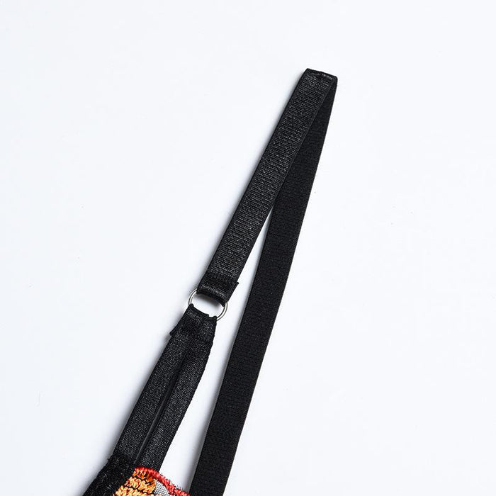 Women's Classic Embroidered Underwear Sexy Mesh Lingerie Set