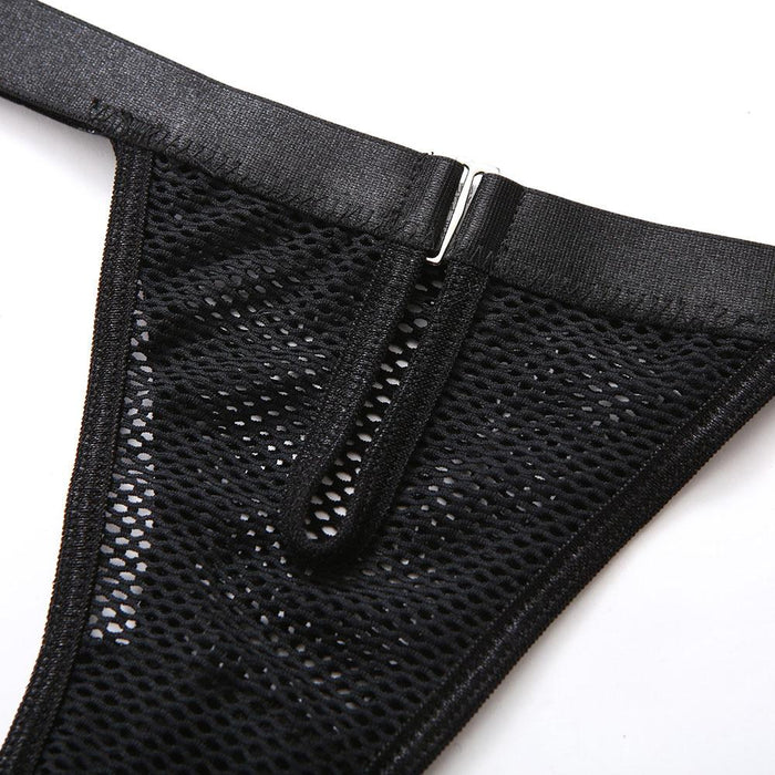 Sexy Mesh Lingerie Women Intimates Underwear Three Piece Set