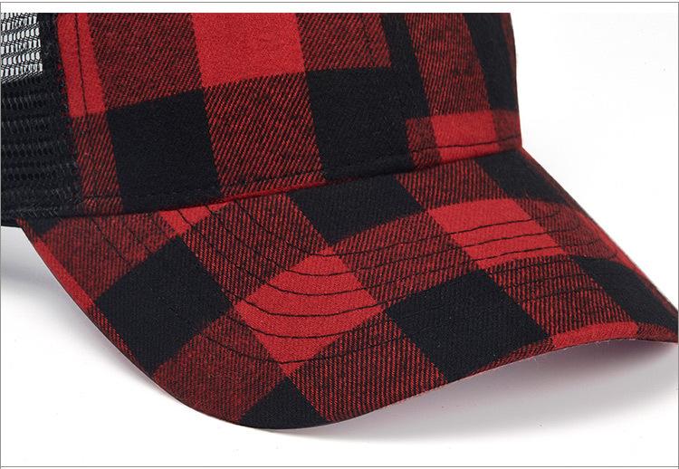 New Baseball Cap Personality All-match Black and Red Plaid Sun Hat