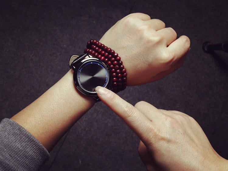 New Led Touch Watches Fashion Casual Creative Leather Watch