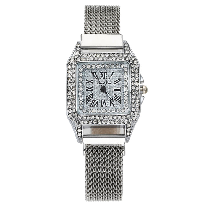 New Fashion Square Diamond Inlaid Roman Digital Pointer Temperament Watch Llz20017