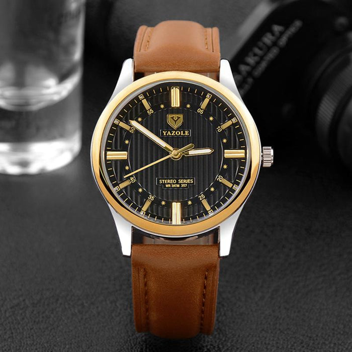 Yazole Watch Business Men's Watch Unique Luminous Leisure Leather Watches Fashion Quartz Watch