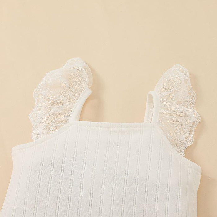 Baby Solid Color Lace Suspender Jumpsuit