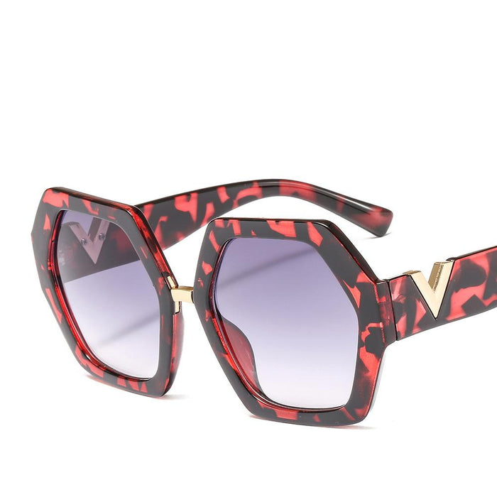 Thick Frame Sunglasses Women's large frame V-shaped Leopard Print