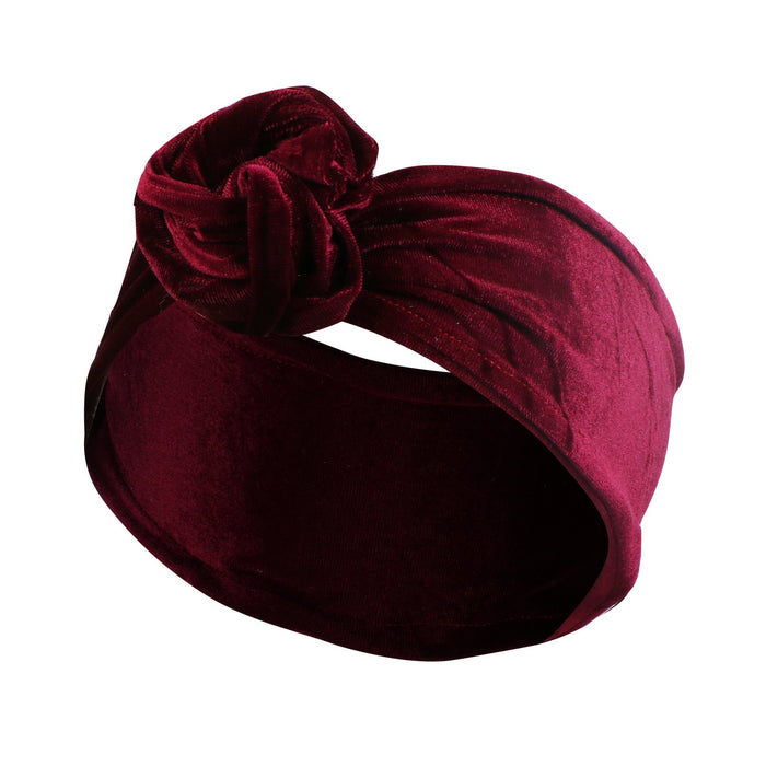 Women's Wide Brimmed Gold Velvet Flower Curling Headband