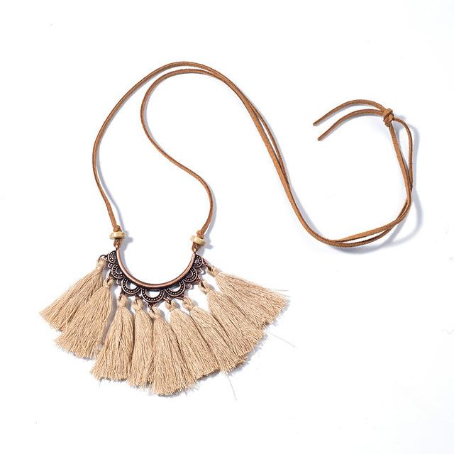 Women's Popular Creative Flower Retro Tassel Necklace