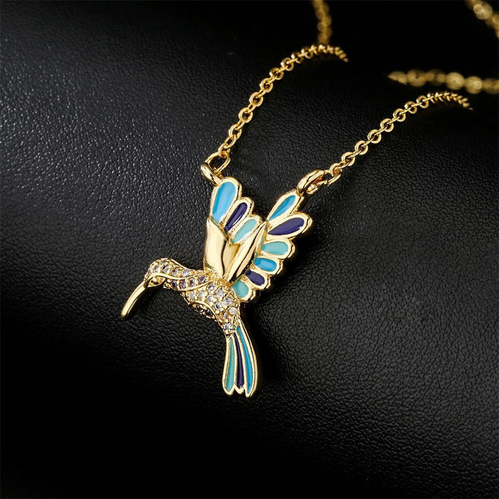 Fashion Drop Oil Personalized Flying Bird Pendant Necklace