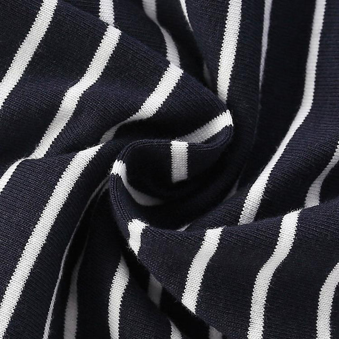 Children's handsome stripe cartoon cotton short sleeve round neck T-shirt