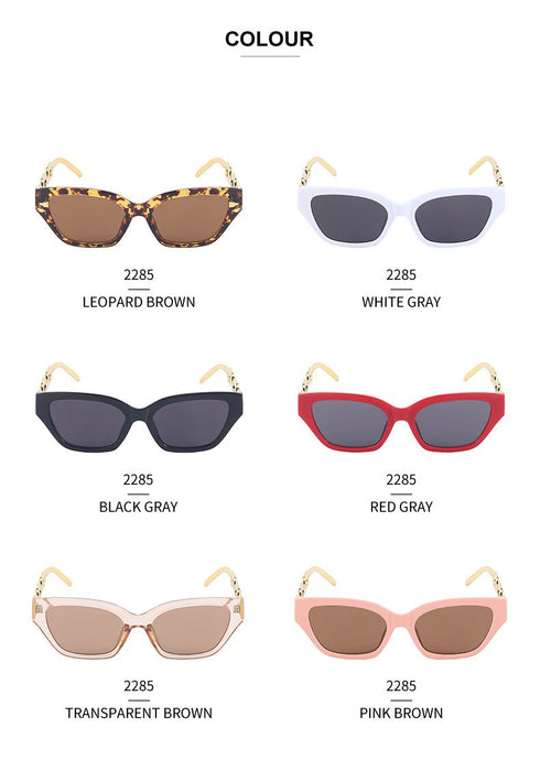 Women's Small Frame Cat's Eye Thick Metal Chain Sunglasses