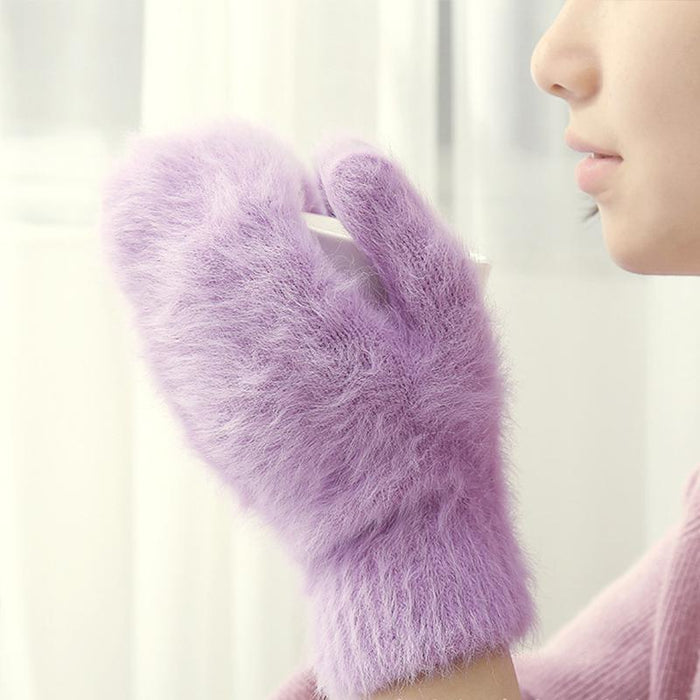Female Elastic Full Fingers Gloves Cute Rabbit