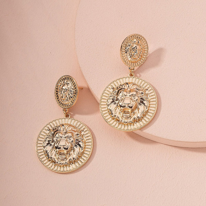 New Lion Relief Baroque Female Earrings