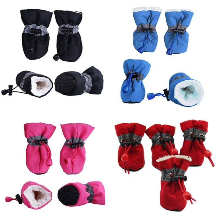4pcs/set waterproof winter pet dog shoes non-slip rain and snow boots shoes