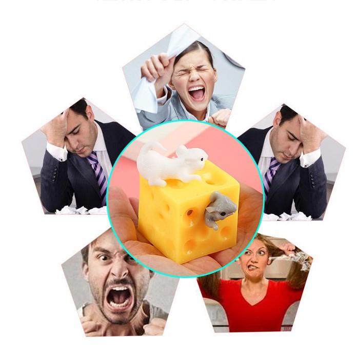 Fun Mouse and Cheese Block Squeeze Stress Toy