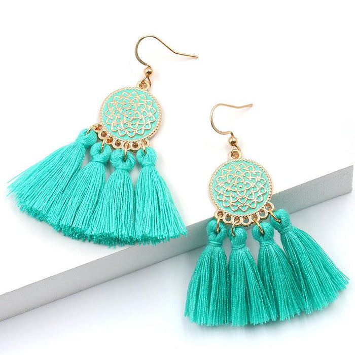 Boho Chic Brilliant Multicolored Tassel Earrings
