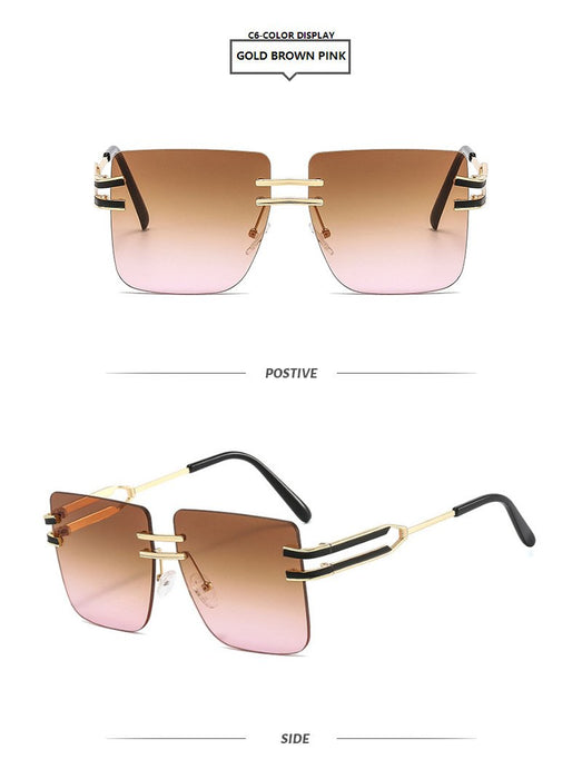 Large frame square metal sunglasses