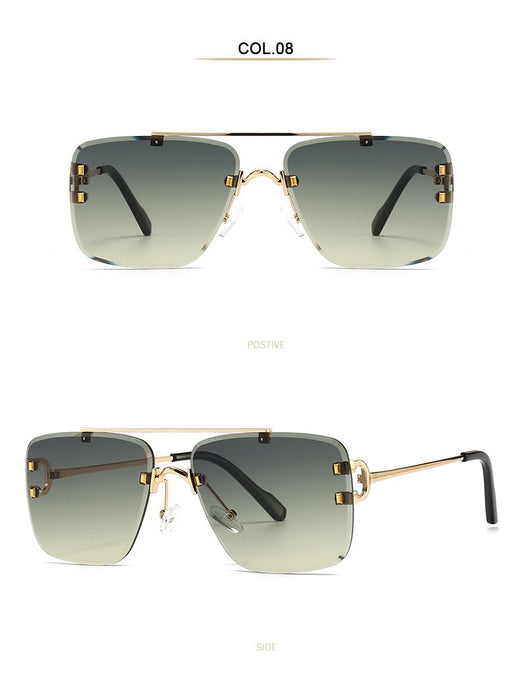 Men's and women's square metal double beam Sunglasses