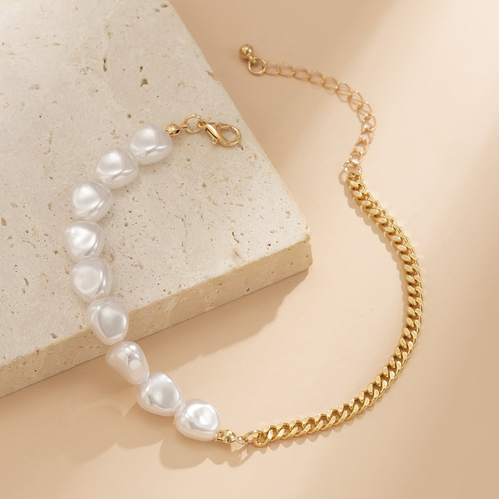 Asymmetric Imitation Pearl Single Leg Chain