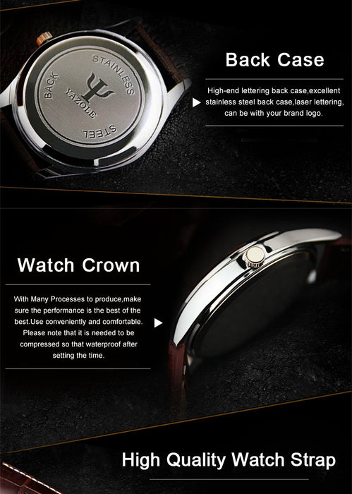 Top Brand Luxury  Yazole Watch Men Fashion Business Quartz-watch Minimalist Belt Male Watches