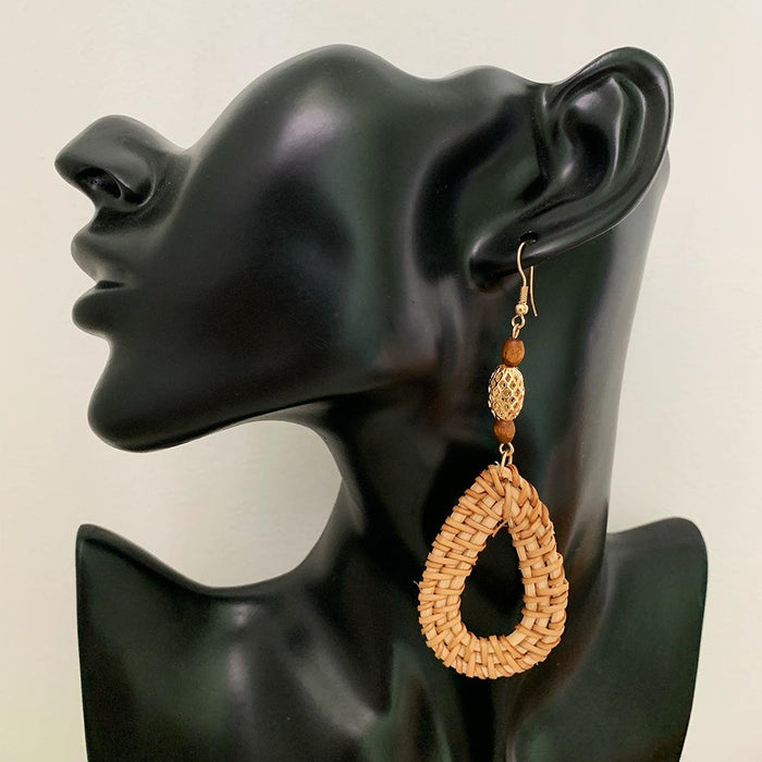 Bohemian Long Handmade Rattan Tassel Earrings
