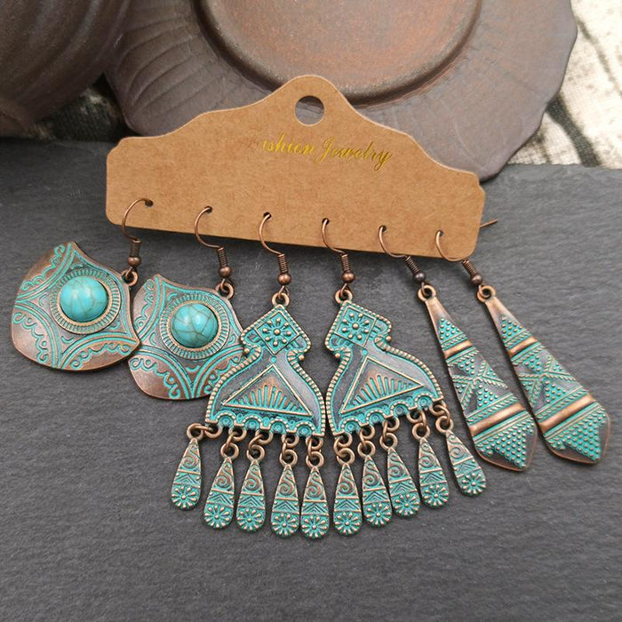 3 pairs/set Earrings Bohemian Style Jewelry X0X36197