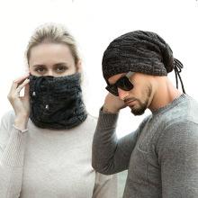 Men's Winter Knitted Pullover Wool Hat Scarf Set