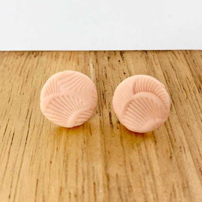 Geometric Round Soft Pottery Embossed Fashion Handmade Clay Earrings