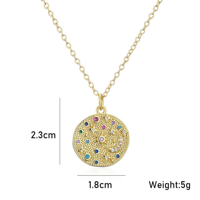 New Fashion Eye Pendant Gold Color Zircon Necklace