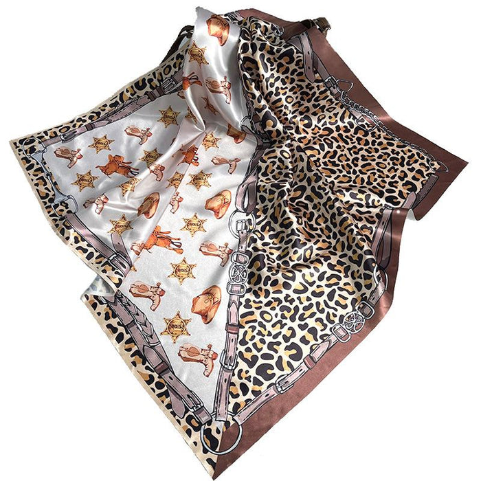 Popular Generous Scarf 90cm Western Boots Cowboy Retro National Leopard Sexy Scarf