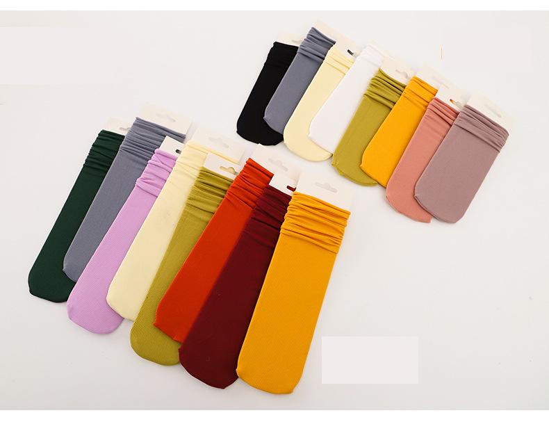 Spring and summer ice silk cool feeling solid color breathable damp socks
