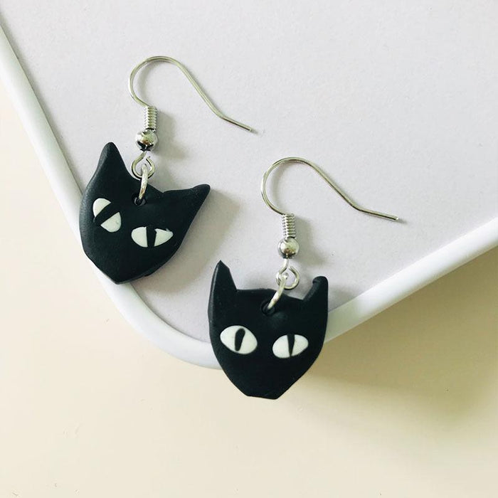 Creative Ghost Soft Ceramic Earrings Eyes Moon Clay Clay Student Earrings