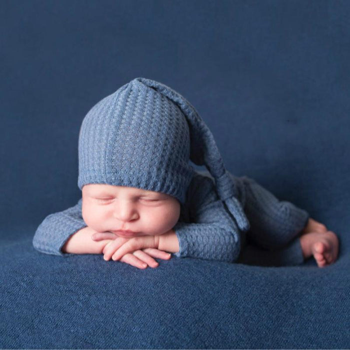 Newborn Photography Knitted One-piece Long Tailed Hat Two-piece Set