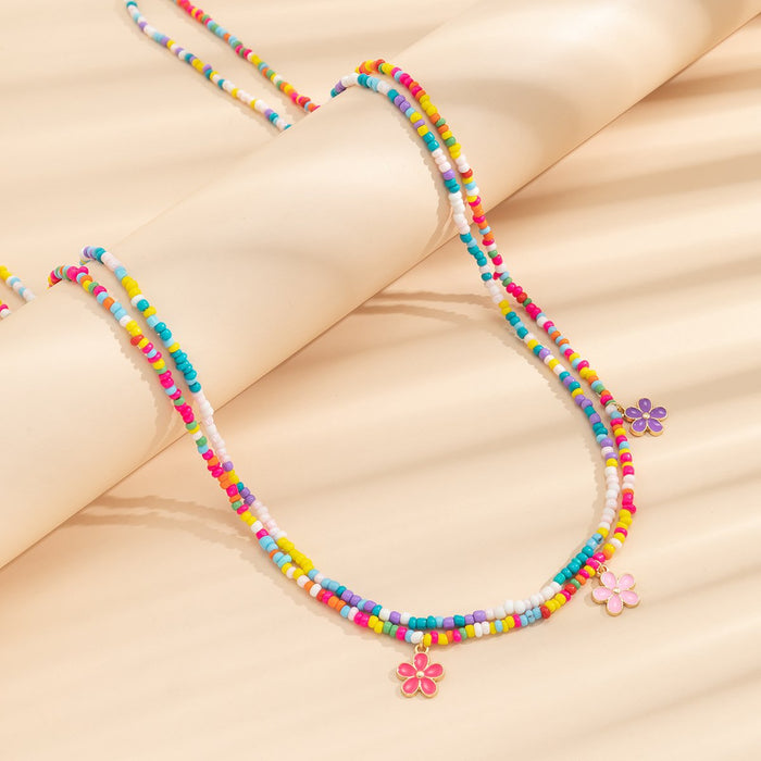 Colorful Beaded Waist Chain Geometric Stretch Body Chain