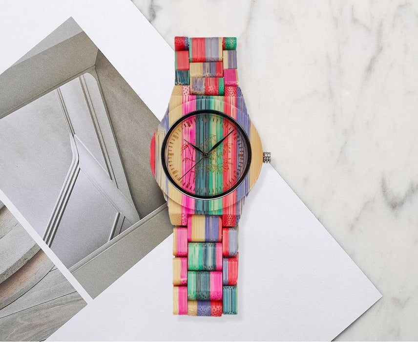 Bamboo Watch Leisure Color Bamboo Quartz Watch