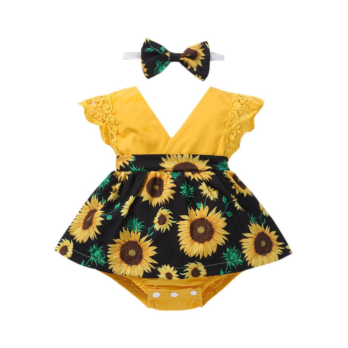 V-neck fashion split sunflower triangle