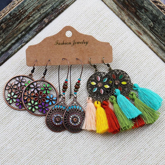 3 pairs/set Earrings Bohemian Style Jewelry X0X36216