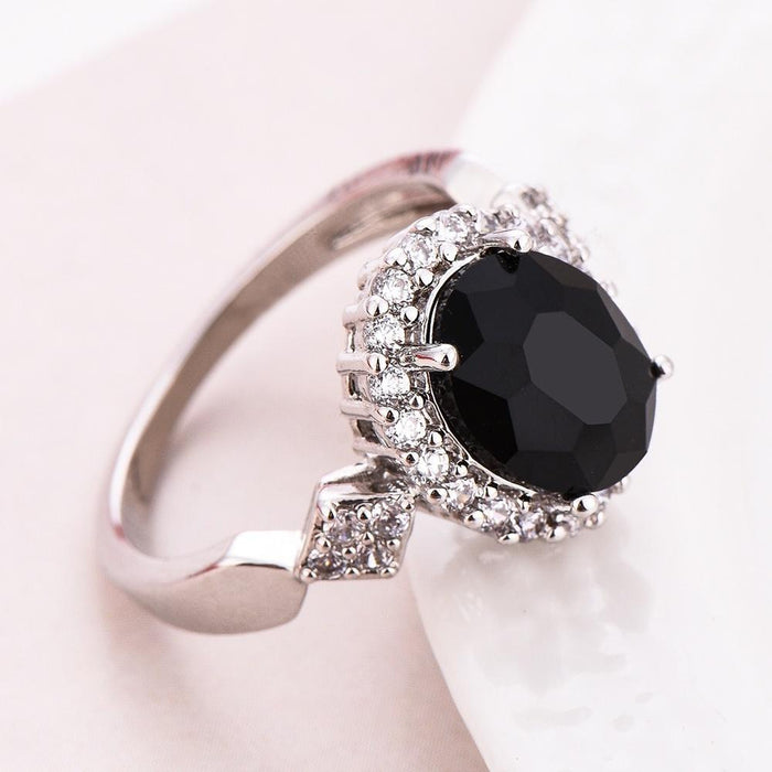 Women's Jewelry Oval Cut Olive / Black Zircon Bridal Rings
