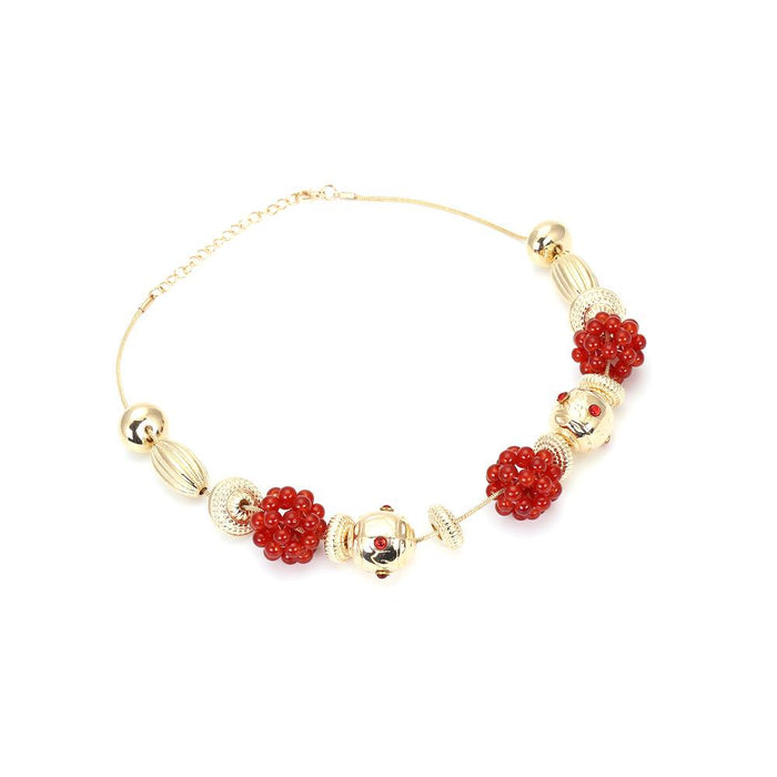 Hand woven garnet neck chain necklace