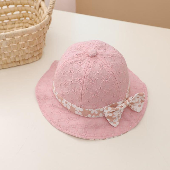 Summer Outdoor Windproof Shade Cute Bow Children's Fisherman Hat