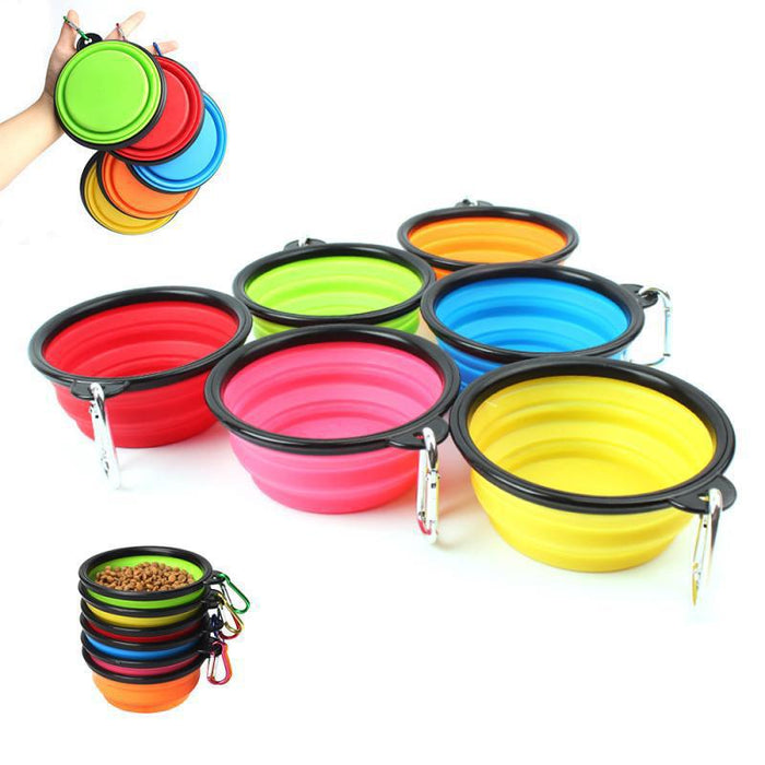 1000ML Silicone Dog Feeding Bowl With Carabiner Folding Cat Bowl